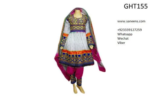 Elegant Afghan Pashtun Bridal White Wedding Dress