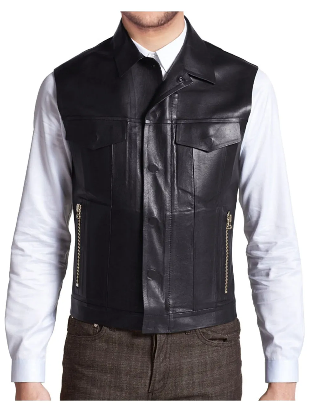 Elegant Formal Genuine Leather Vest for Men