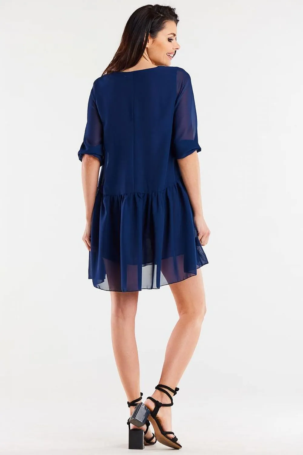 Elegant Ruched Hem Chiffon Dress