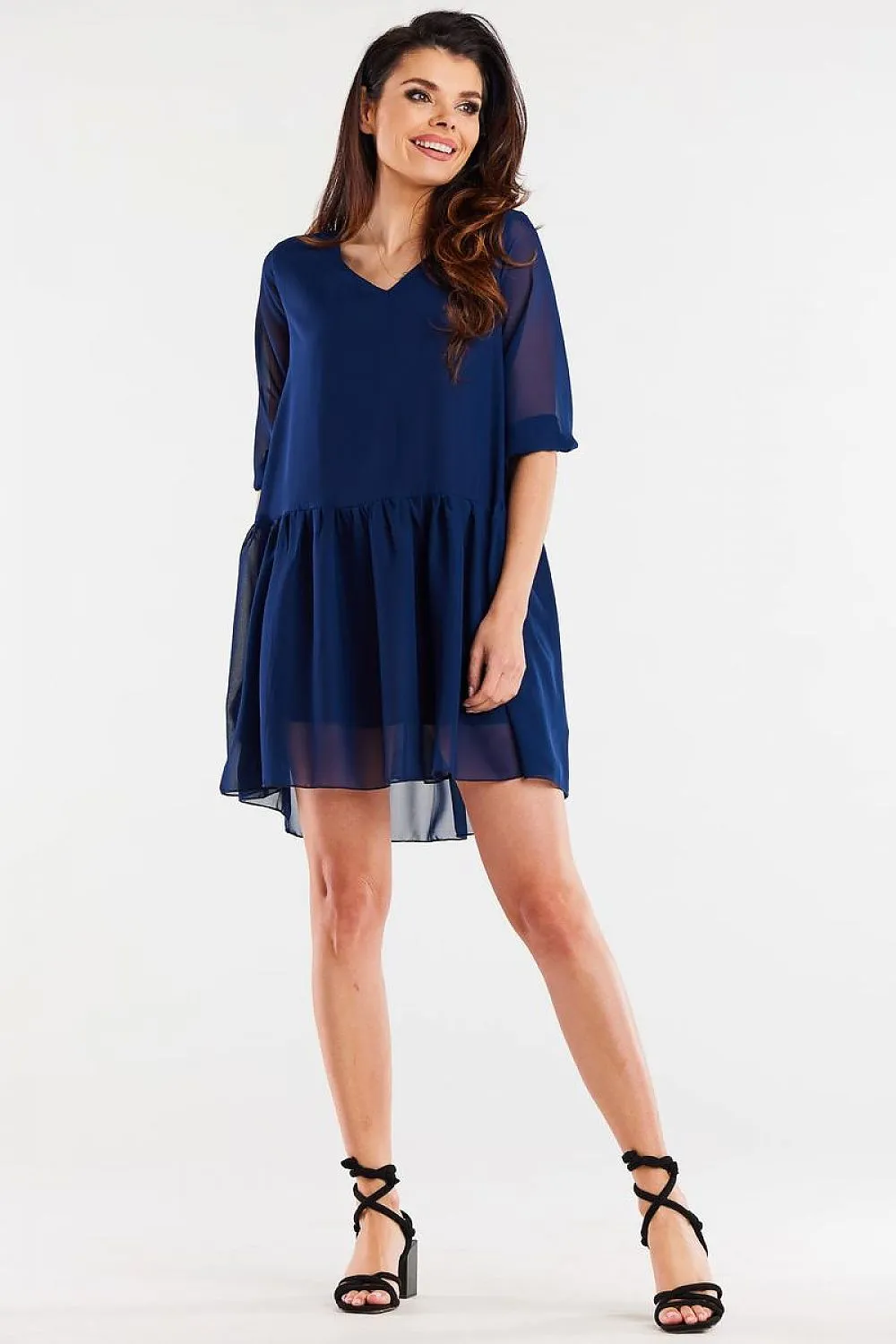 Elegant Ruched Hem Chiffon Dress