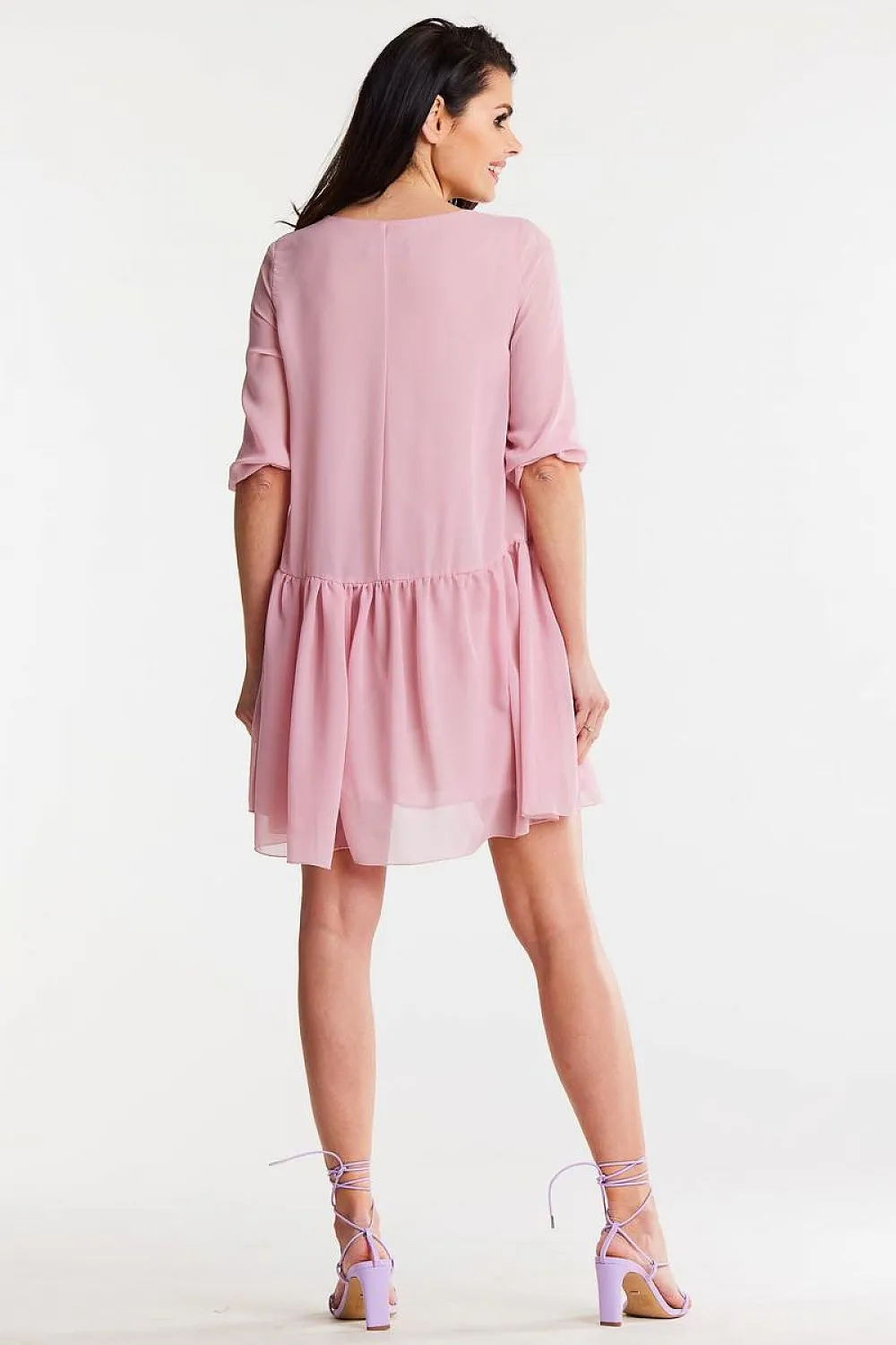 Elegant Ruched Hem Chiffon Dress