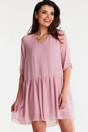 Elegant Ruched Hem Chiffon Dress
