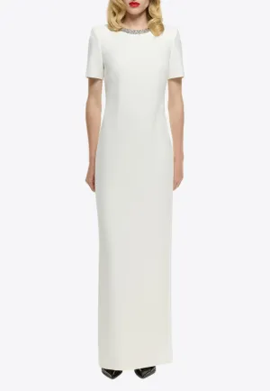 Embellished Crepe Maxi Dress