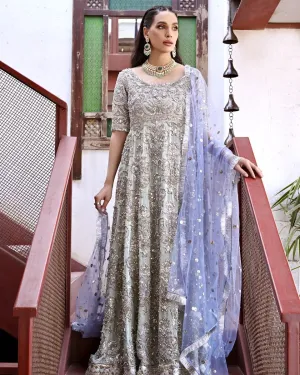 Embellished Pakistani Bridal Frock with Dupatta Dress