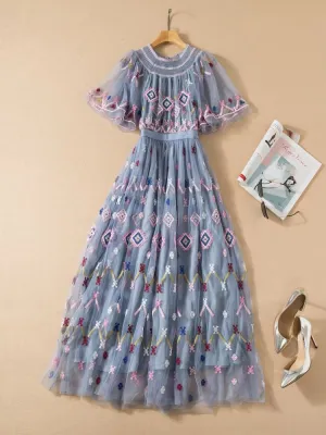Embroidered Prom-Mesh Dress