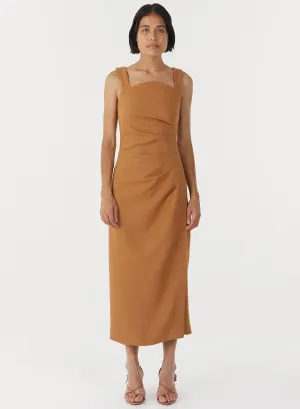Enigma Tuck Dress- Camel