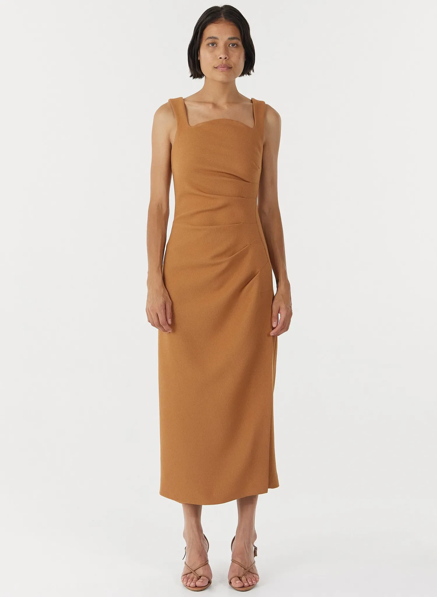 Enigma Tuck Dress- Camel