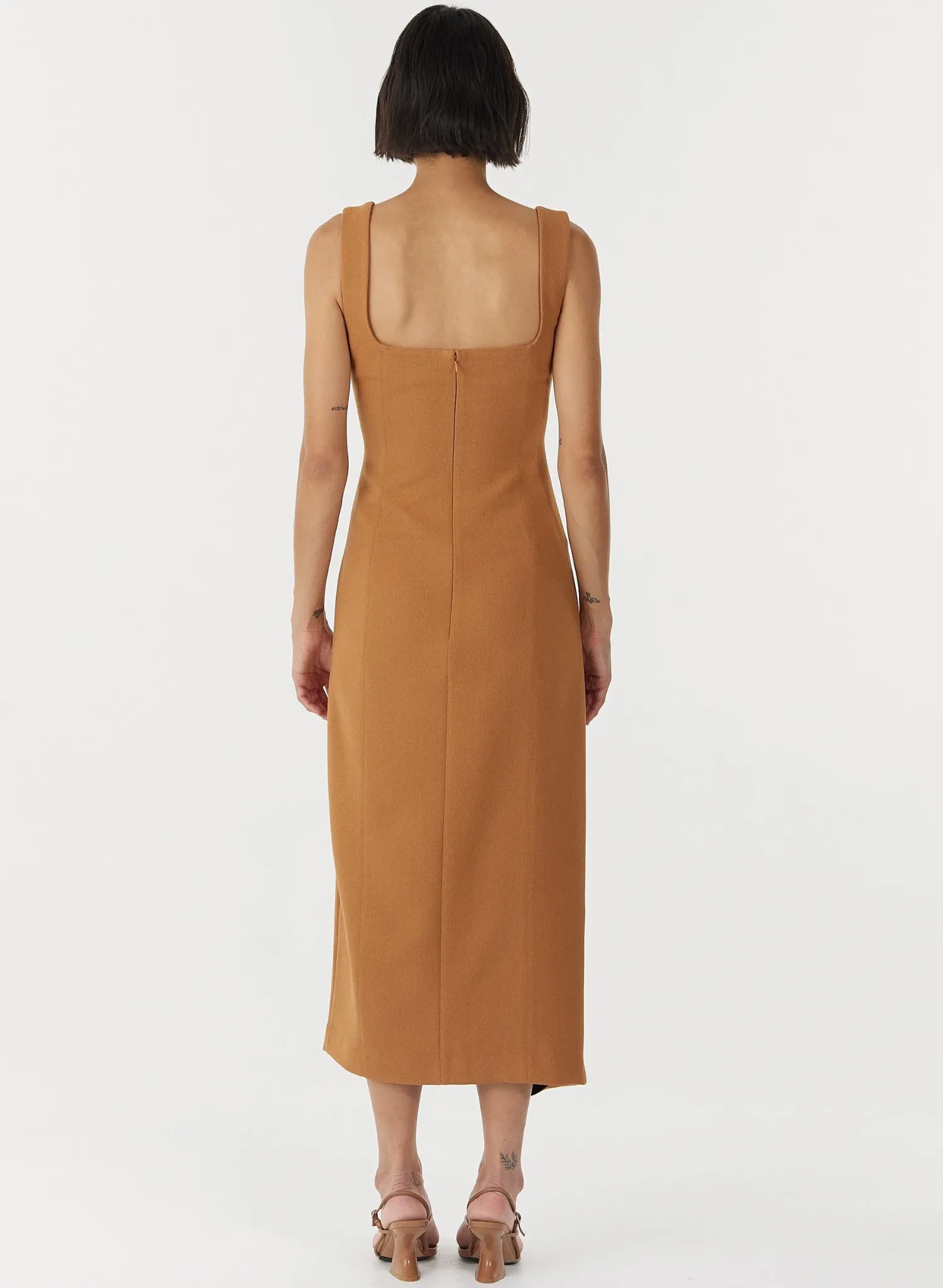 Enigma Tuck Dress- Camel