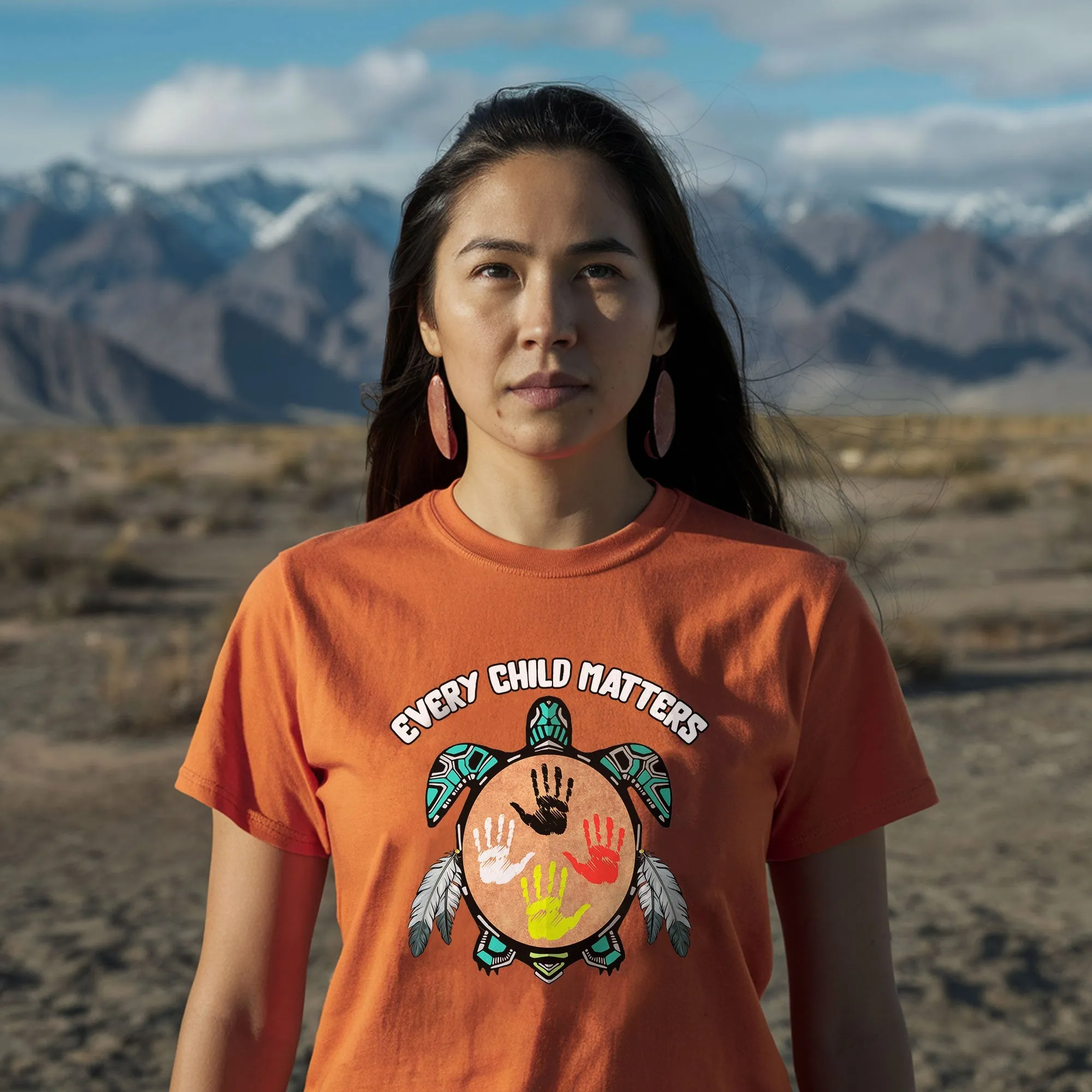Every Child Matters Feather Hand Color On Turtle For Orange Shirt Day Unisex T-Shirt/Hoodie/Sweatshirt