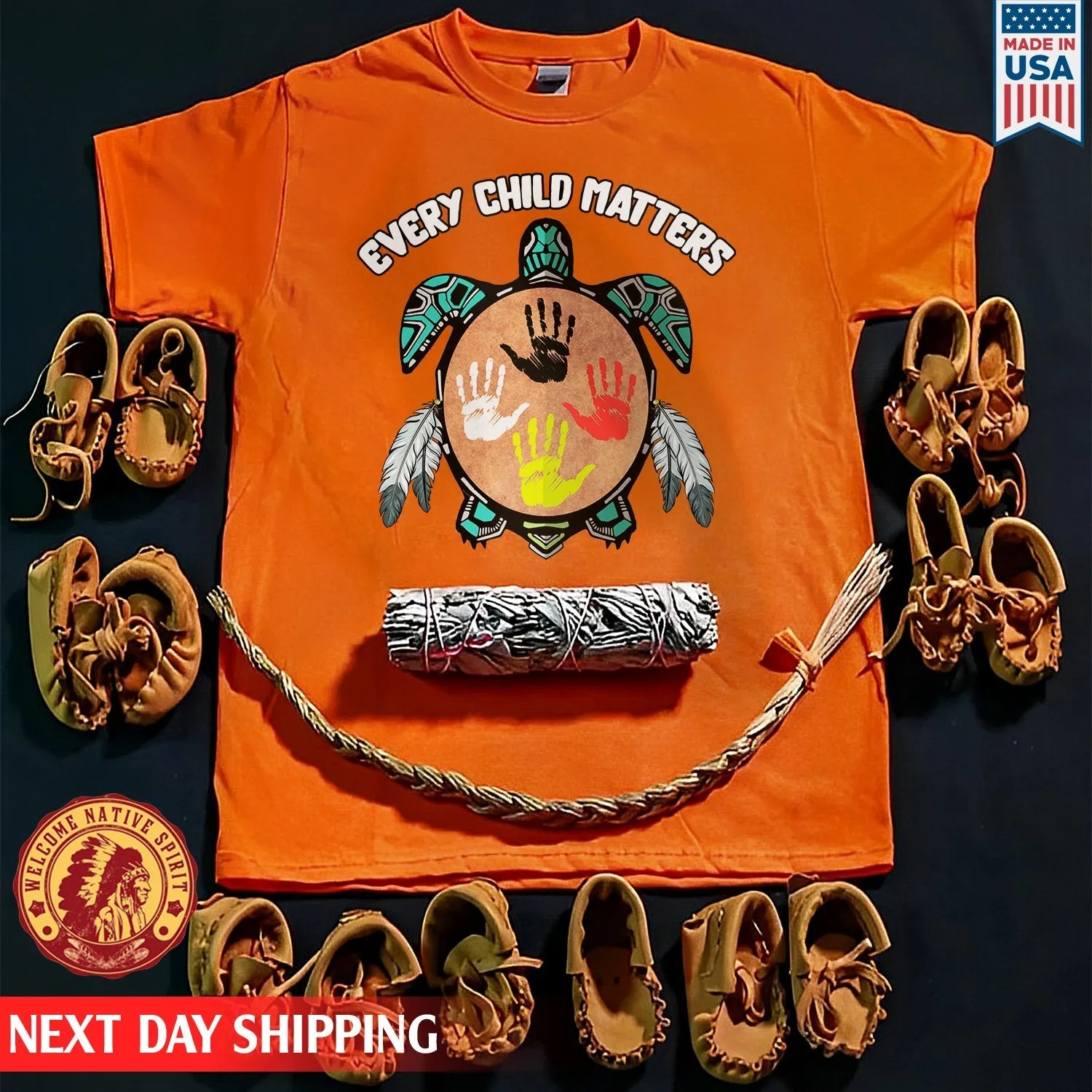 Every Child Matters Feather Hand Color On Turtle For Orange Shirt Day Unisex T-Shirt/Hoodie/Sweatshirt