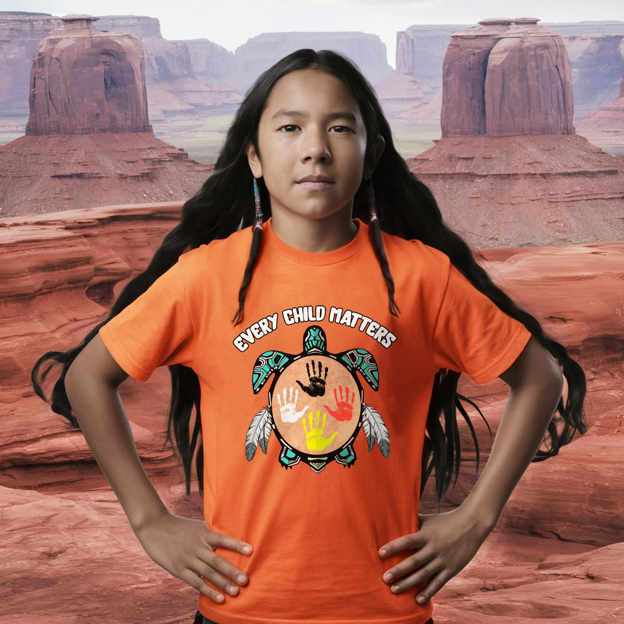 Every Child Matters Feather Hand Color On Turtle For Orange Shirt Day Unisex T-Shirt/Hoodie/Sweatshirt