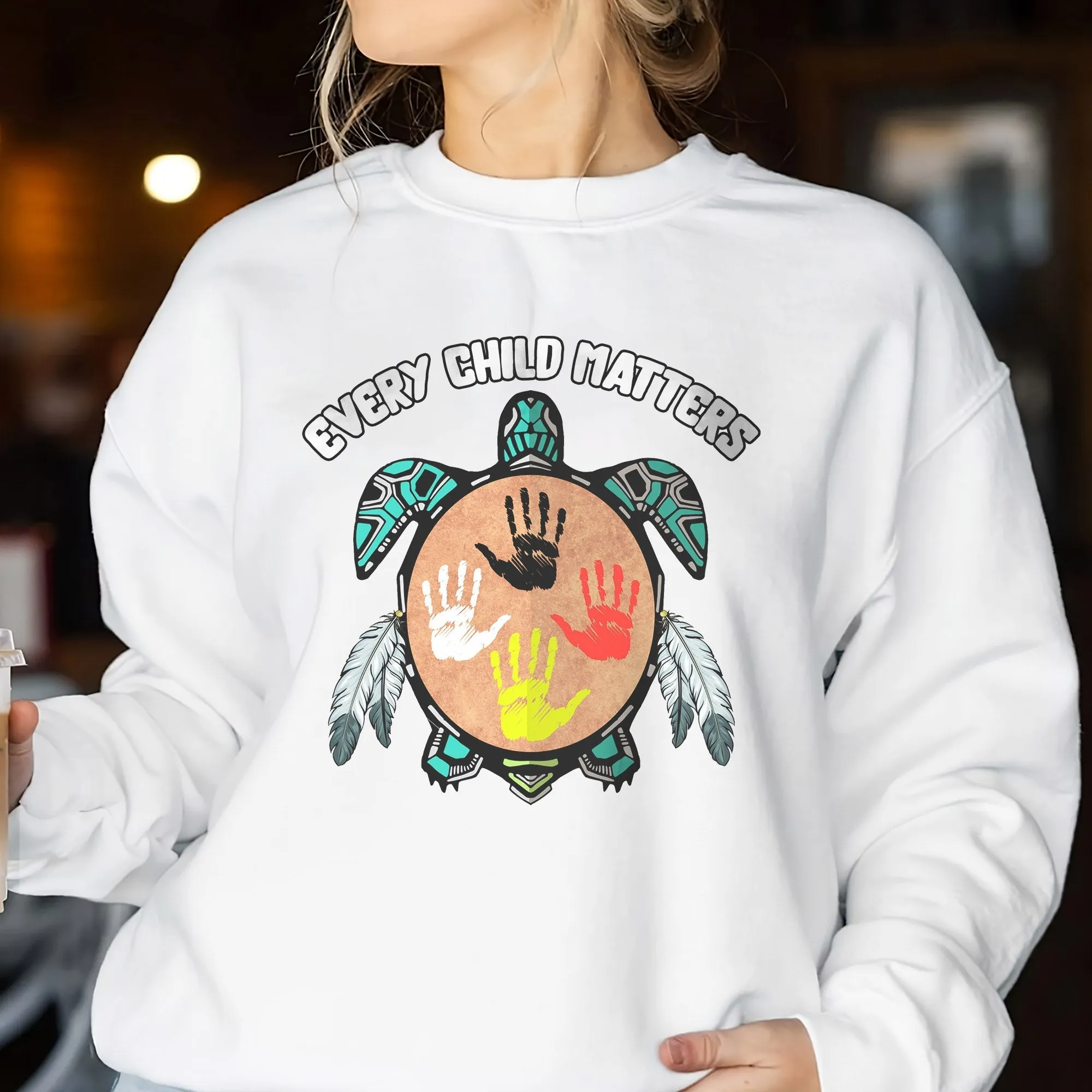 Every Child Matters Feather Hand Color On Turtle For Orange Shirt Day Unisex T-Shirt/Hoodie/Sweatshirt