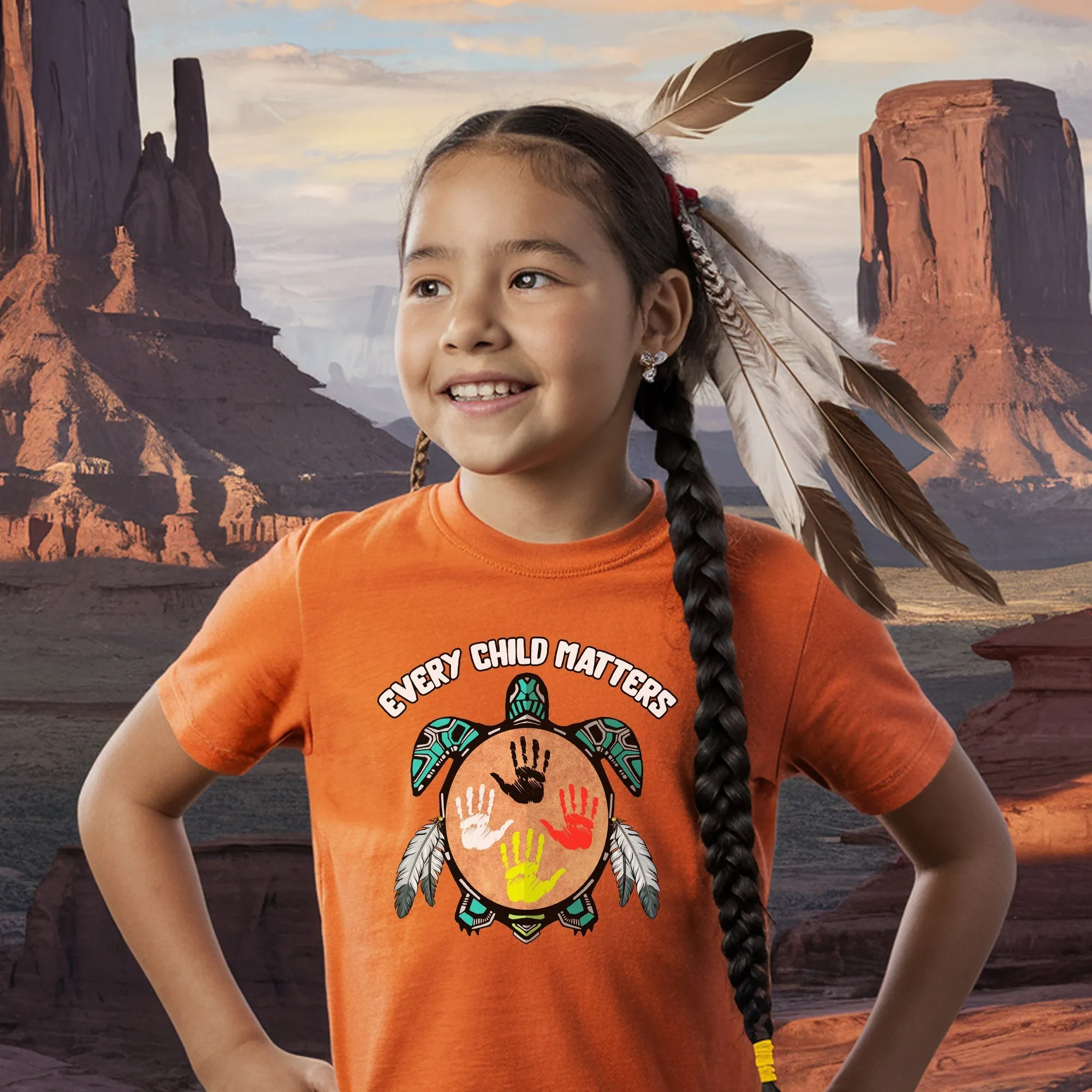 Every Child Matters Feather Hand Color On Turtle For Orange Shirt Day Unisex T-Shirt/Hoodie/Sweatshirt