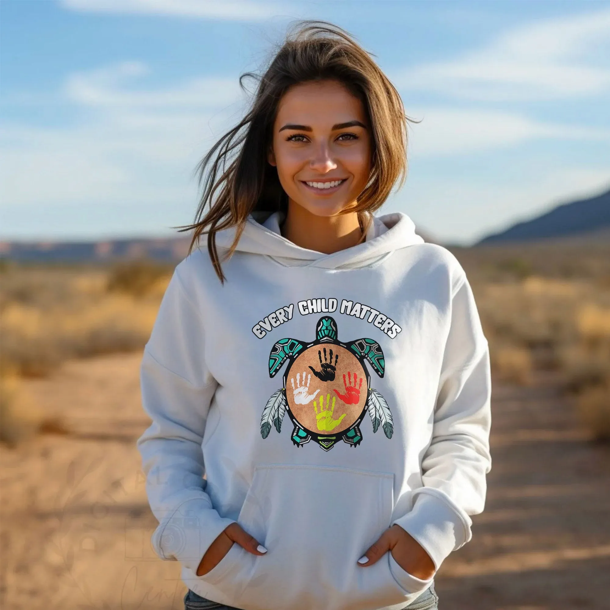 Every Child Matters Feather Hand Color On Turtle For Orange Shirt Day Unisex T-Shirt/Hoodie/Sweatshirt