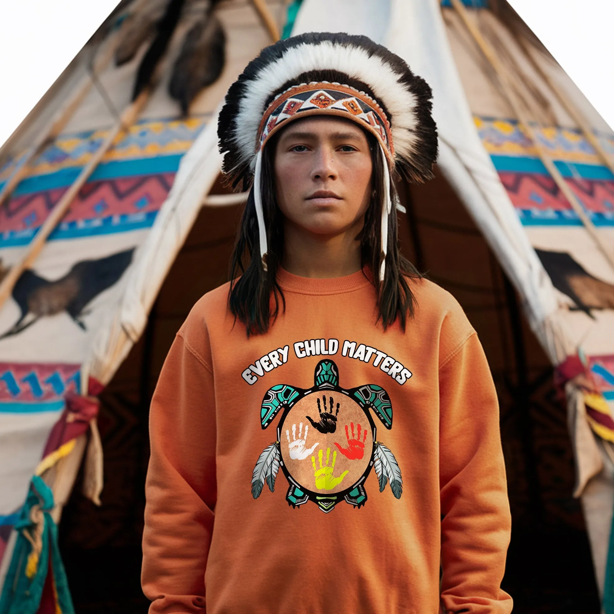 Every Child Matters Feather Hand Color On Turtle For Orange Shirt Day Unisex T-Shirt/Hoodie/Sweatshirt