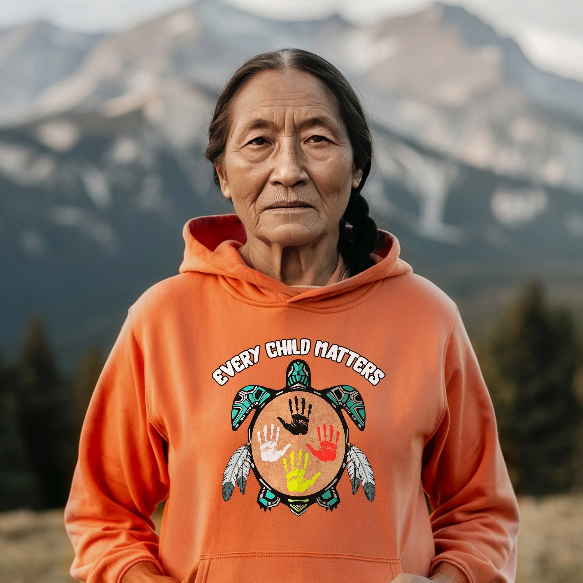 Every Child Matters Feather Hand Color On Turtle For Orange Shirt Day Unisex T-Shirt/Hoodie/Sweatshirt