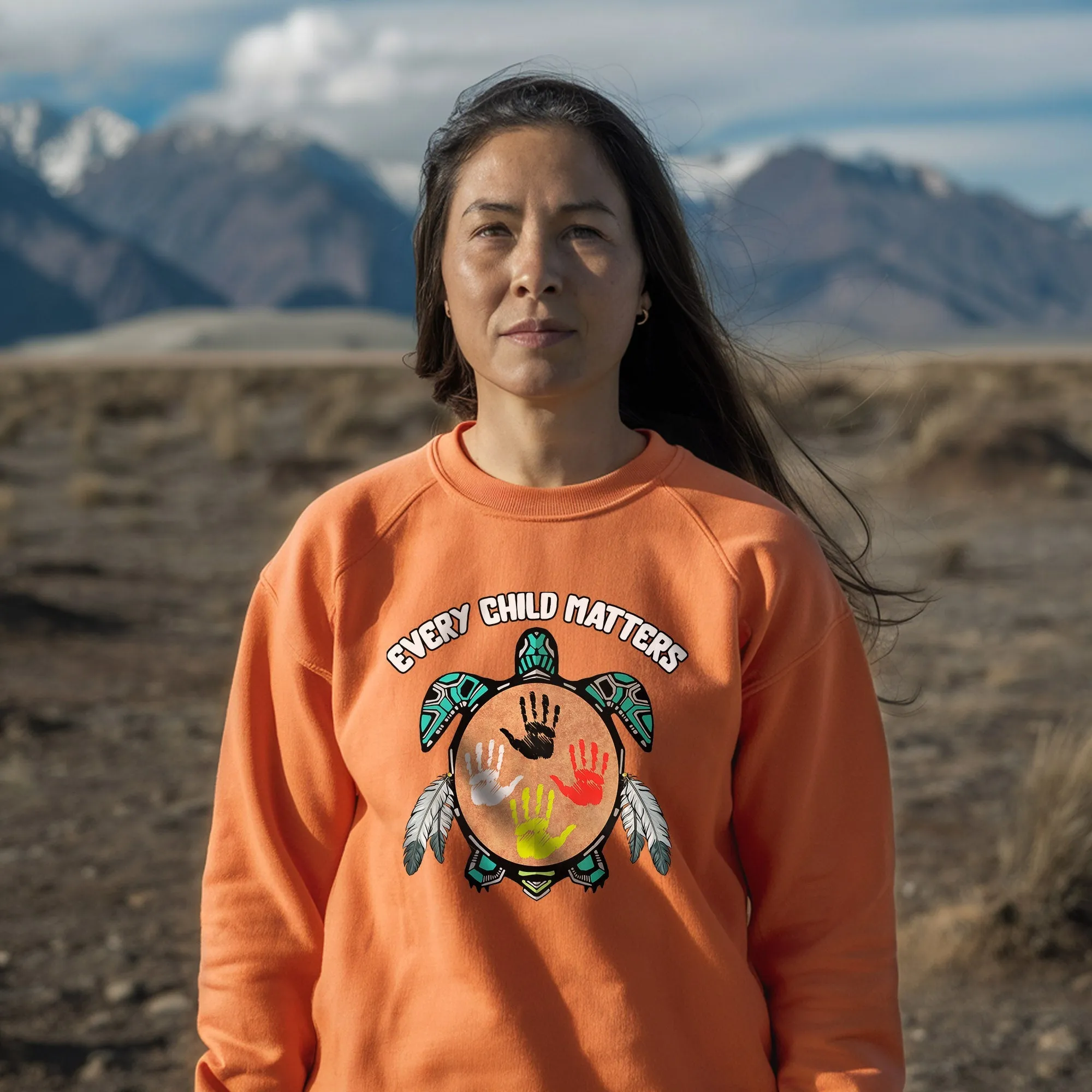 Every Child Matters Feather Hand Color On Turtle For Orange Shirt Day Unisex T-Shirt/Hoodie/Sweatshirt