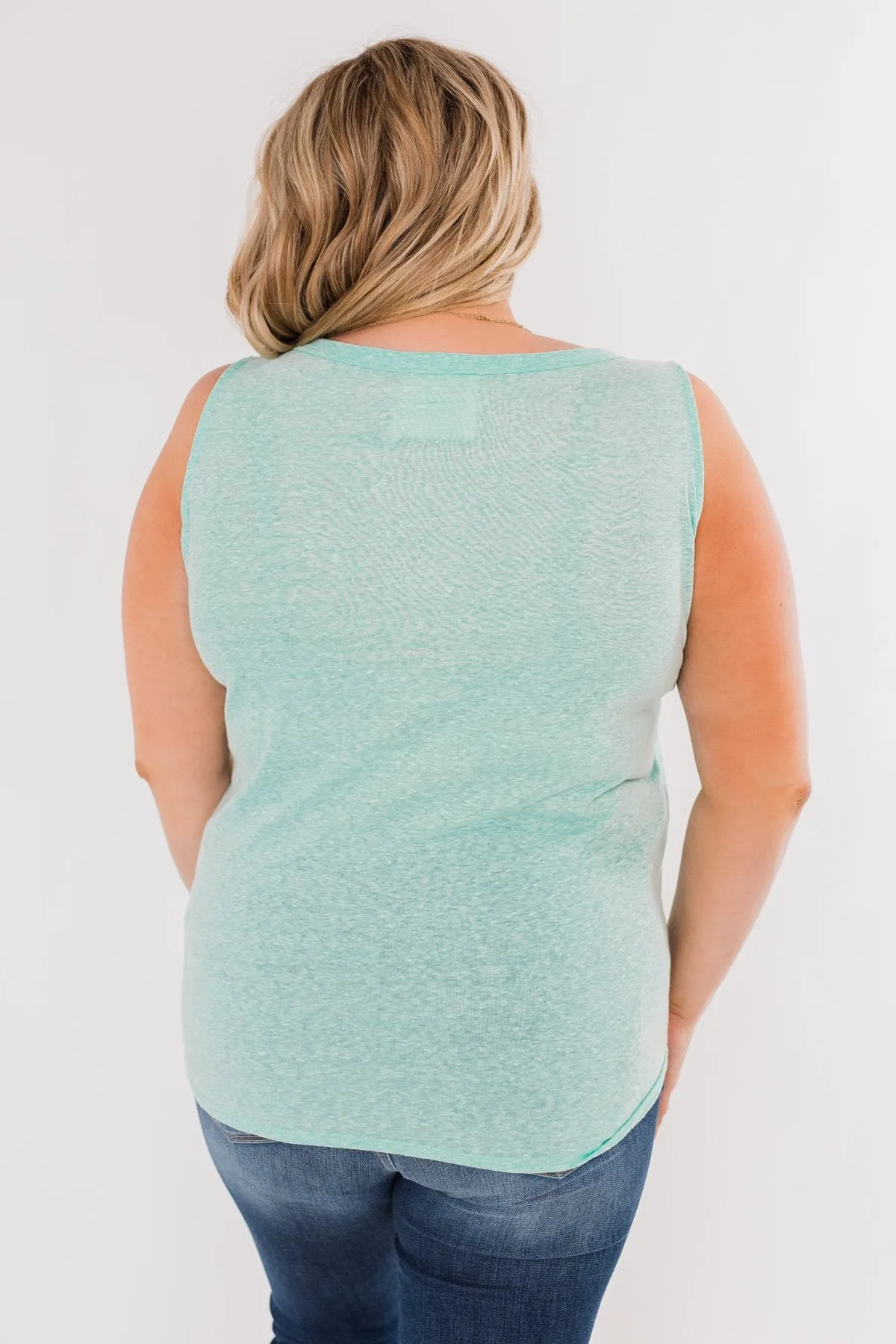 Everyday Button Tie Tank Top- Light Mint