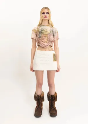 Fae braided short sleeve top- pink/ green