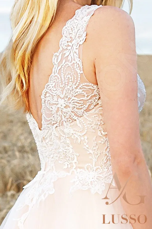 Faiga A-line V-neck Ivory Carne Wedding dress