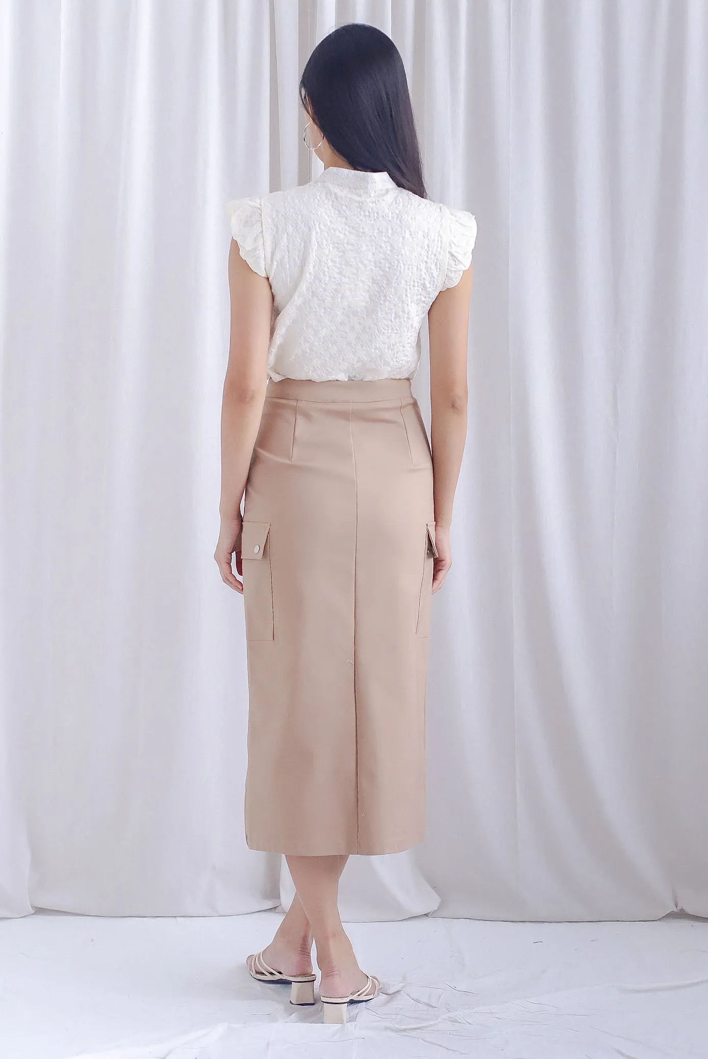 Fang Embro Flutter Sleeve Cheongsam Top In Cream