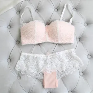 Fashion push up wireless cup bra set underwear tube top design thin cup