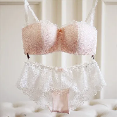 Fashion push up wireless cup bra set underwear tube top design thin cup