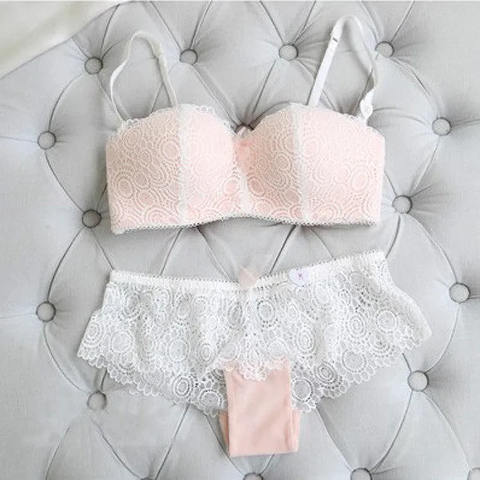 Fashion push up wireless cup bra set underwear tube top design thin cup