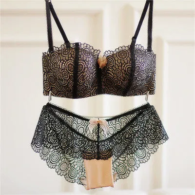 Fashion push up wireless cup bra set underwear tube top design thin cup
