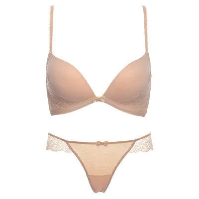 Fashion push up wireless cup bra set underwear tube top design thin cup