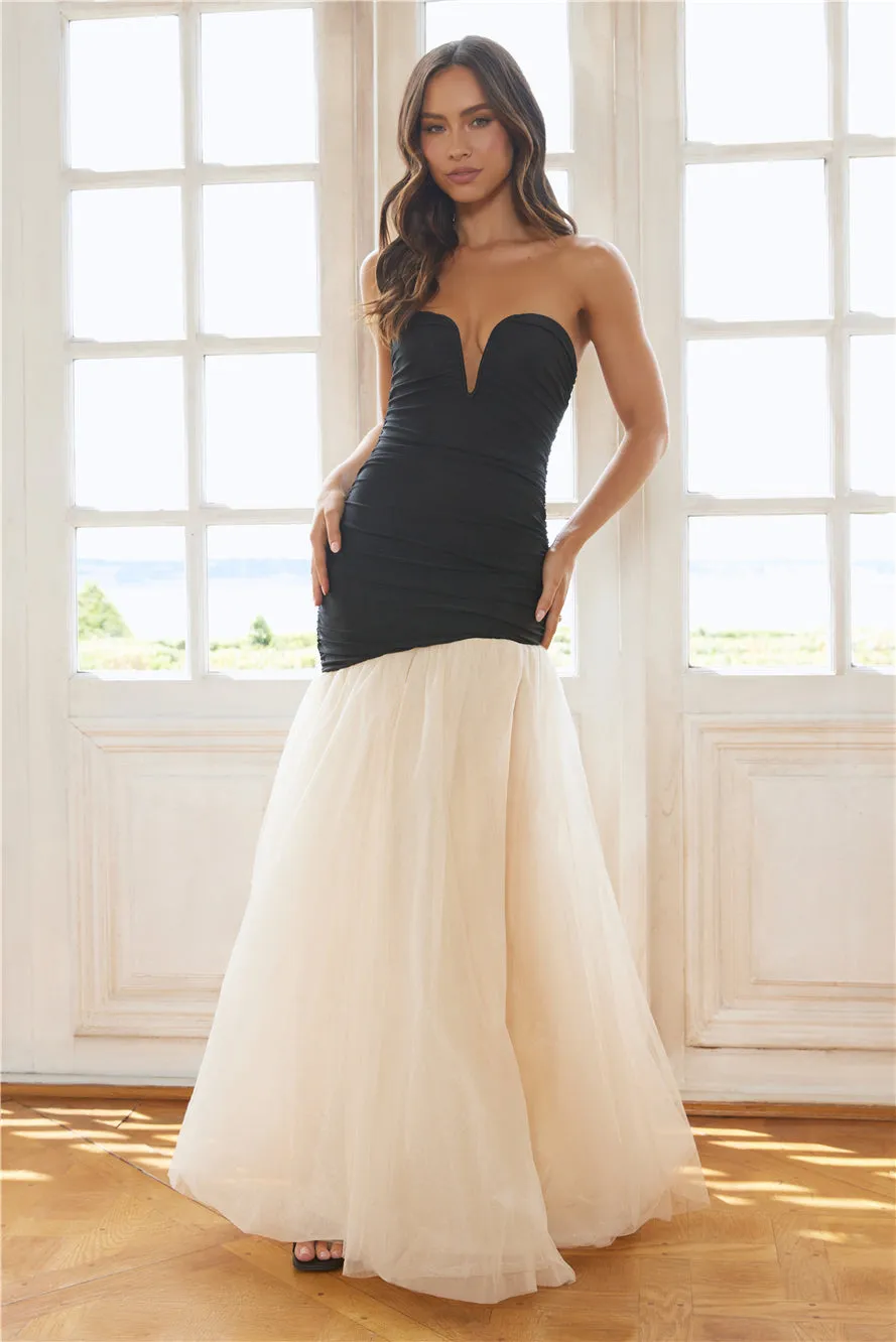 Fashionable Entrance Strapless Maxi Dress Black