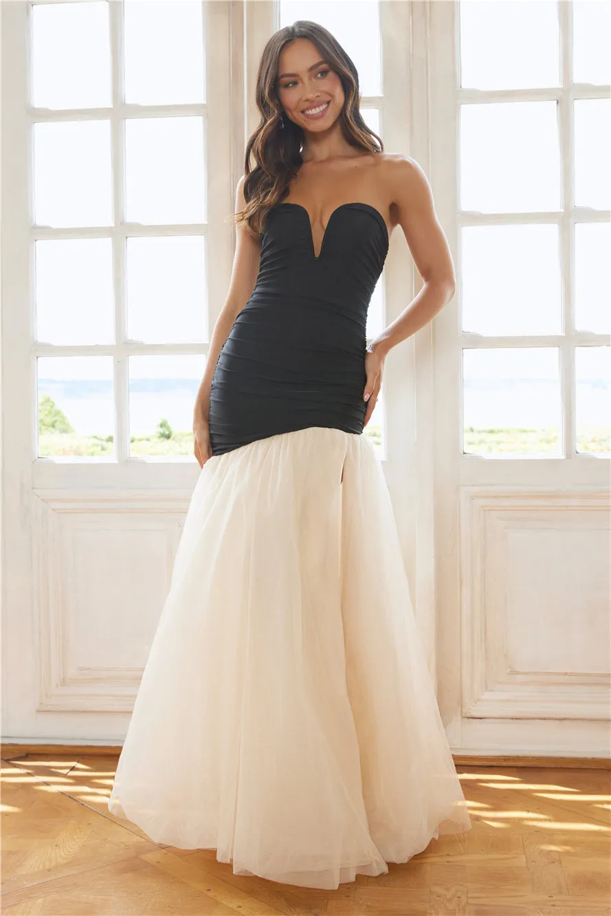 Fashionable Entrance Strapless Maxi Dress Black