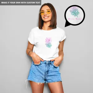 Feather Printed White Graphic T Shirt - Women