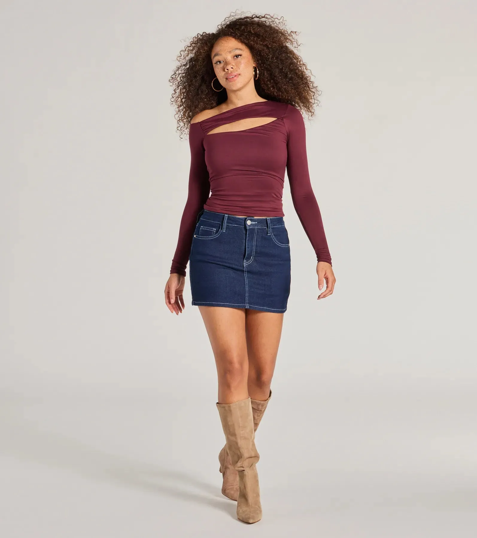 Feeling Chic Cutout One-Shoulder Top