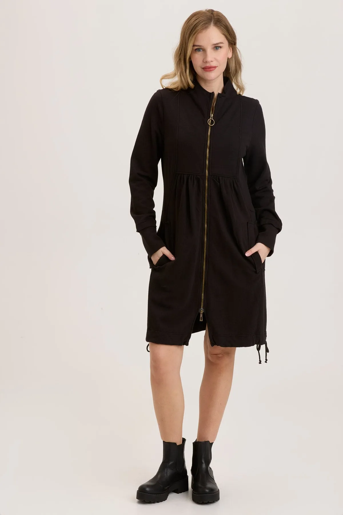 Fleece Funnel-Neck Longcoat