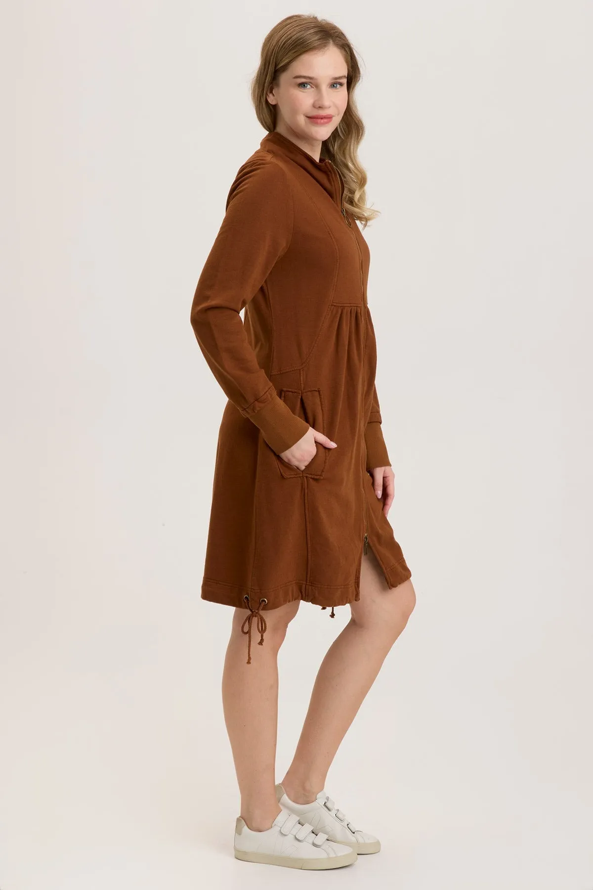 Fleece Funnel-Neck Longcoat