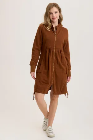 Fleece Funnel-Neck Longcoat