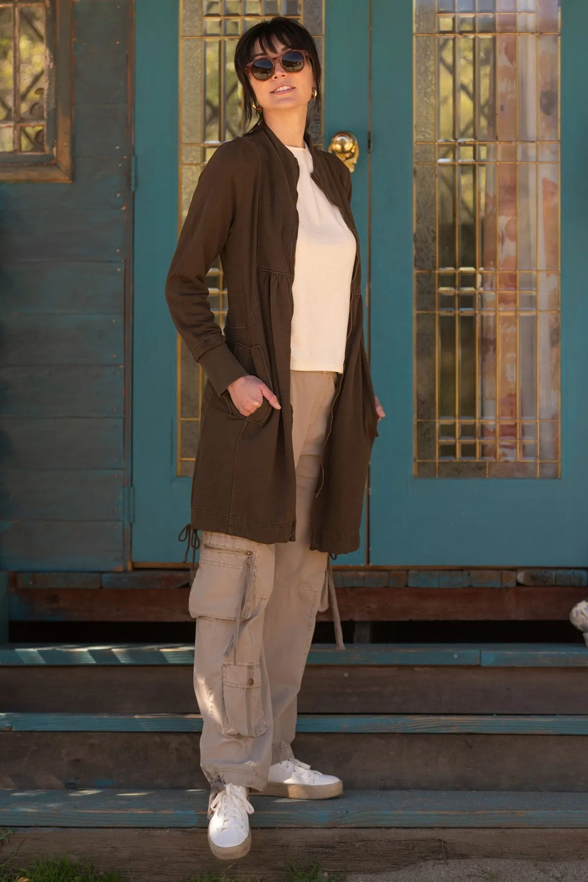 Fleece Funnel-Neck Longcoat