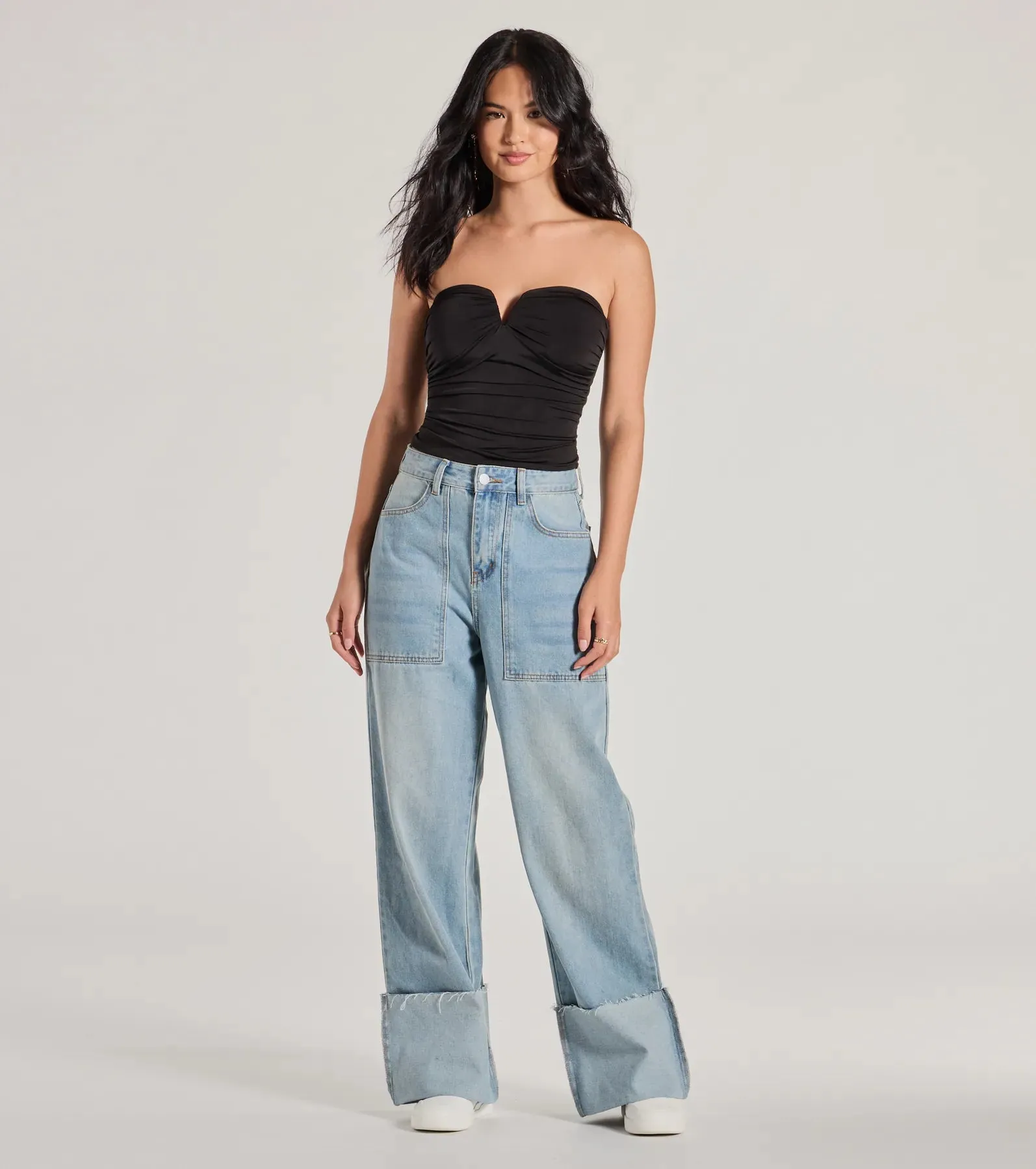 Flirty Find Strapless Ruched Knit Crop Top