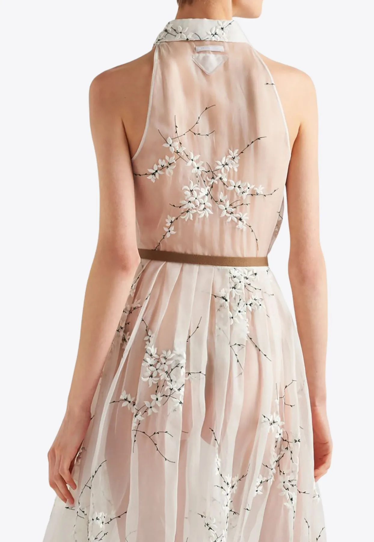 Floral Embroidered Silk Midi Dress