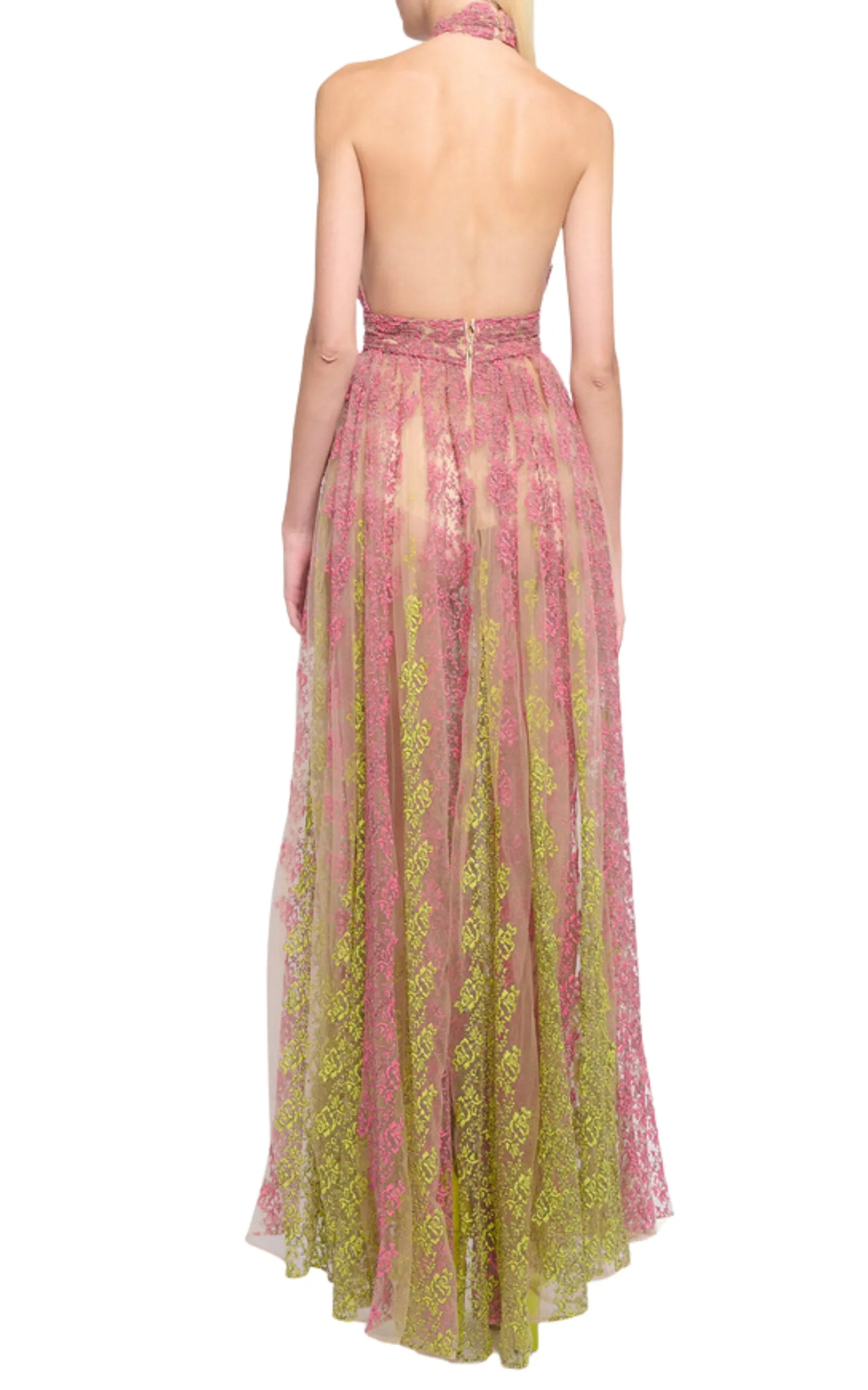 Floral Embroidery Tulle Floral Gown