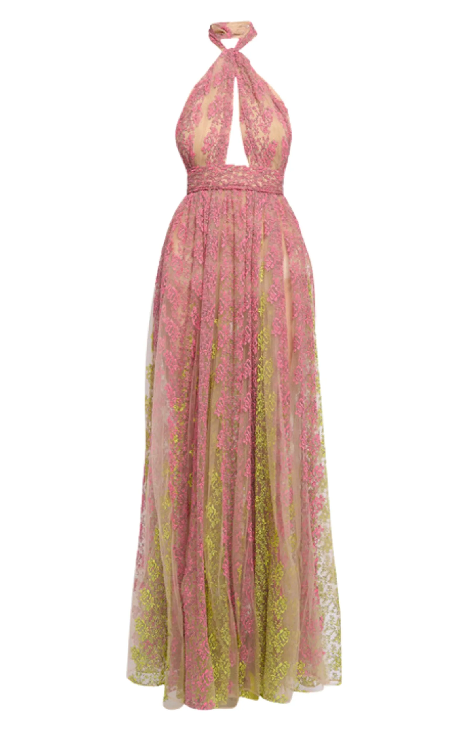 Floral Embroidery Tulle Floral Gown