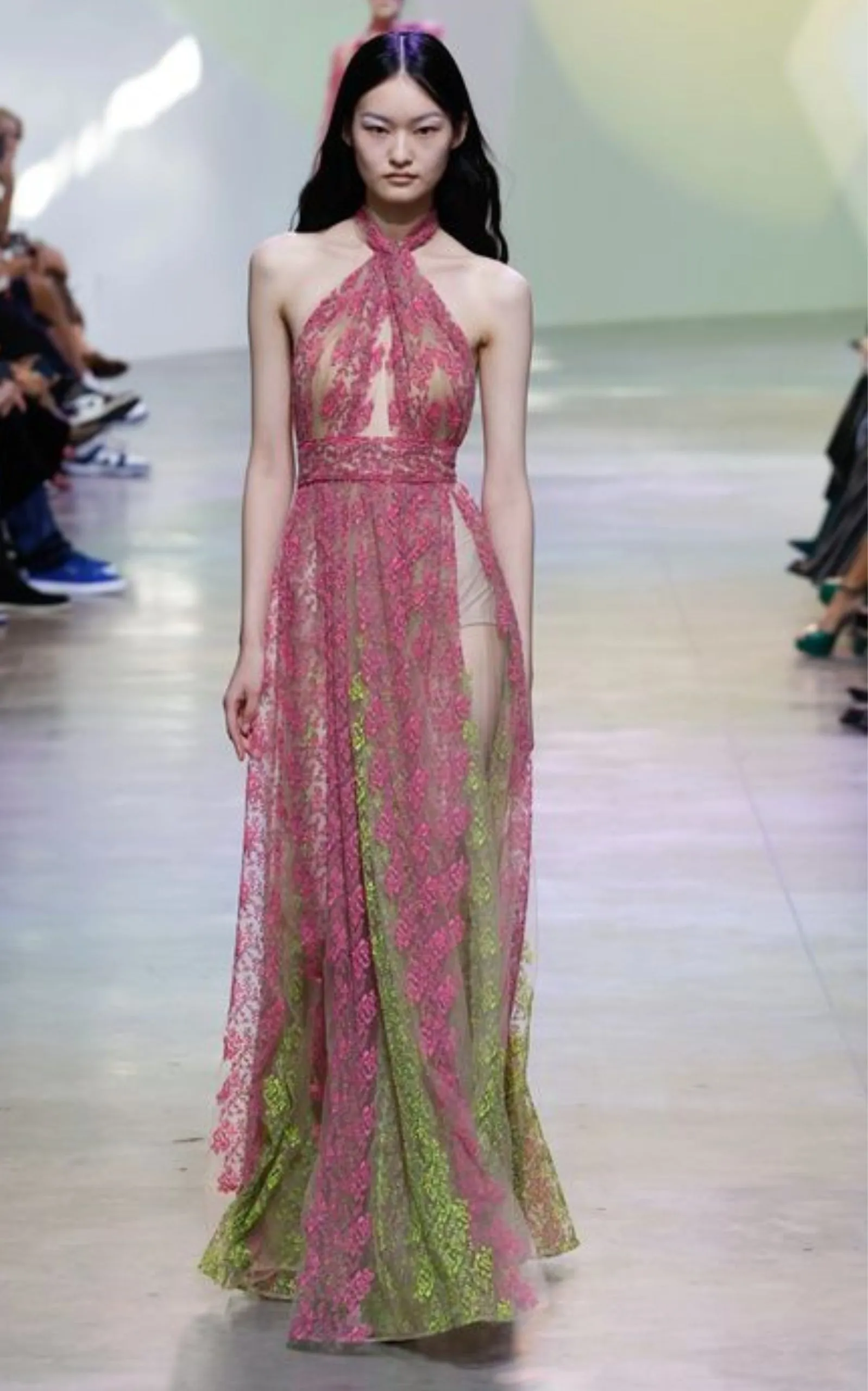 Floral Embroidery Tulle Floral Gown