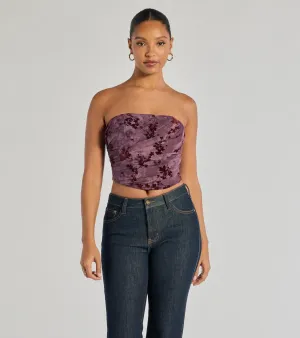 Floral Passion Ruched Cropped Corset Top