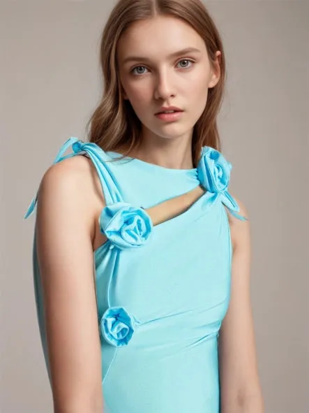 Flower Asymmetrical Hem Dresses