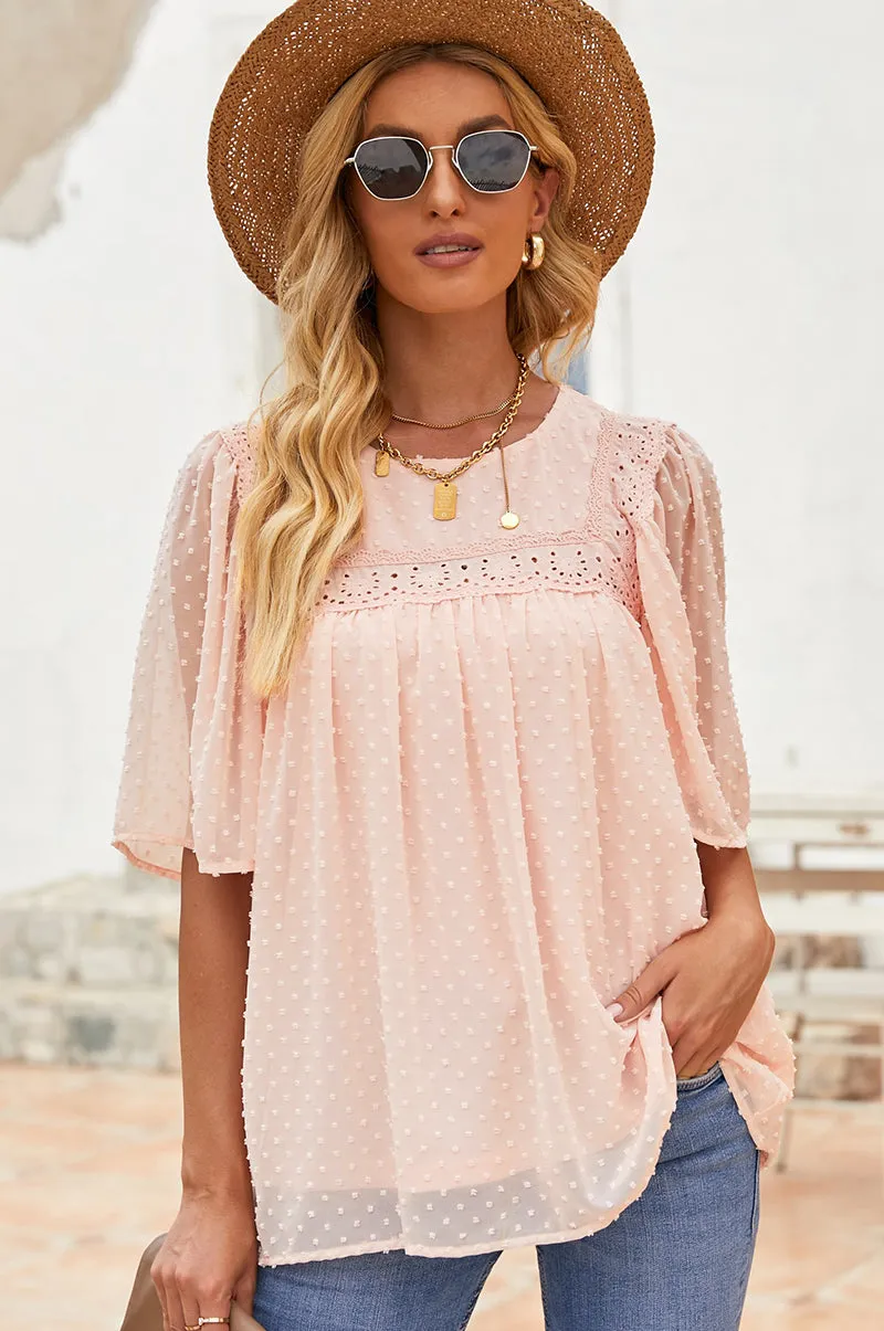 Flutter Sheer Sleeves Babydoll Top