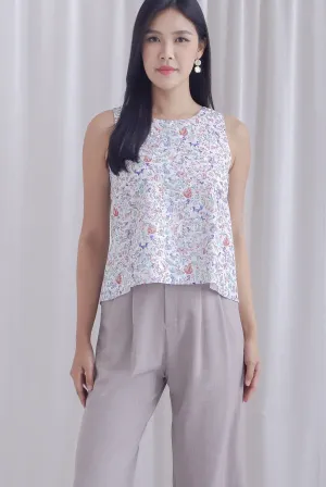 Forest Animals Eyelet Hi Lo Top In White
