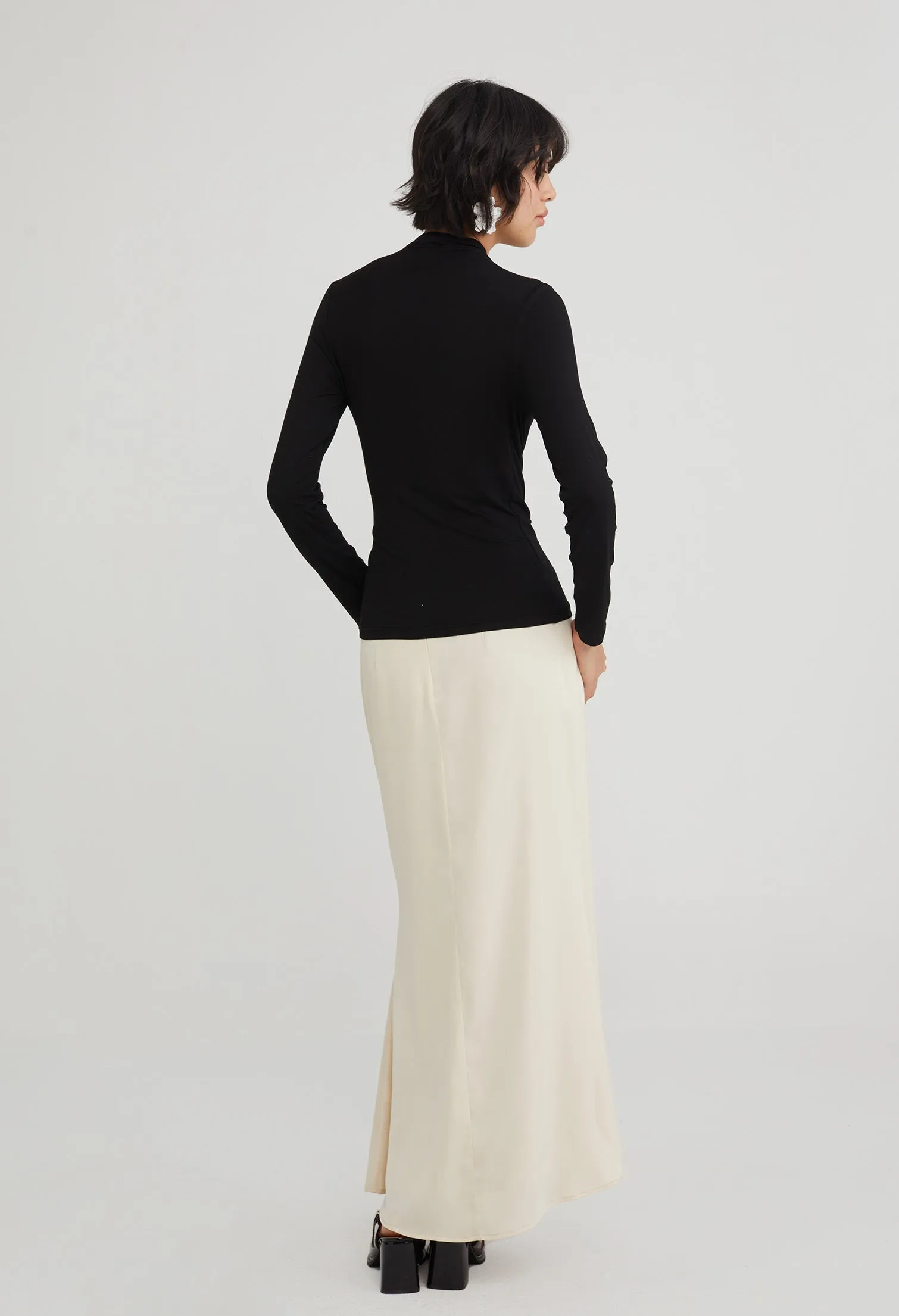 Gathered Detail Mock Neck Top