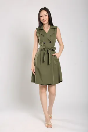 Gela Dress in Army Green