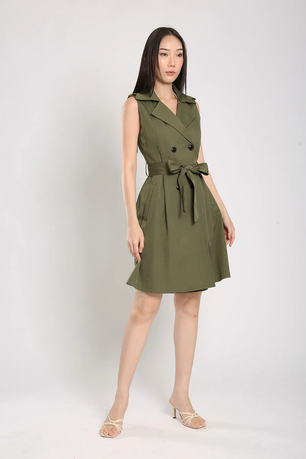 Gela Dress in Army Green